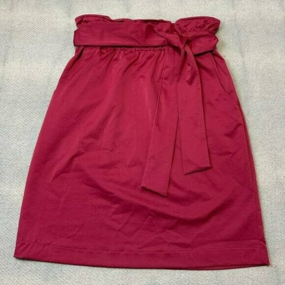 Women’s Pink High Rise Paperbag Skirt with Belt Size 8 Pockets - Picture 7 of 8